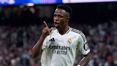 فرحة فينسيوس جونيور بهدفه في مرمى بوروسيا دورتموند بدوري أبطال أوروبا (Getty)