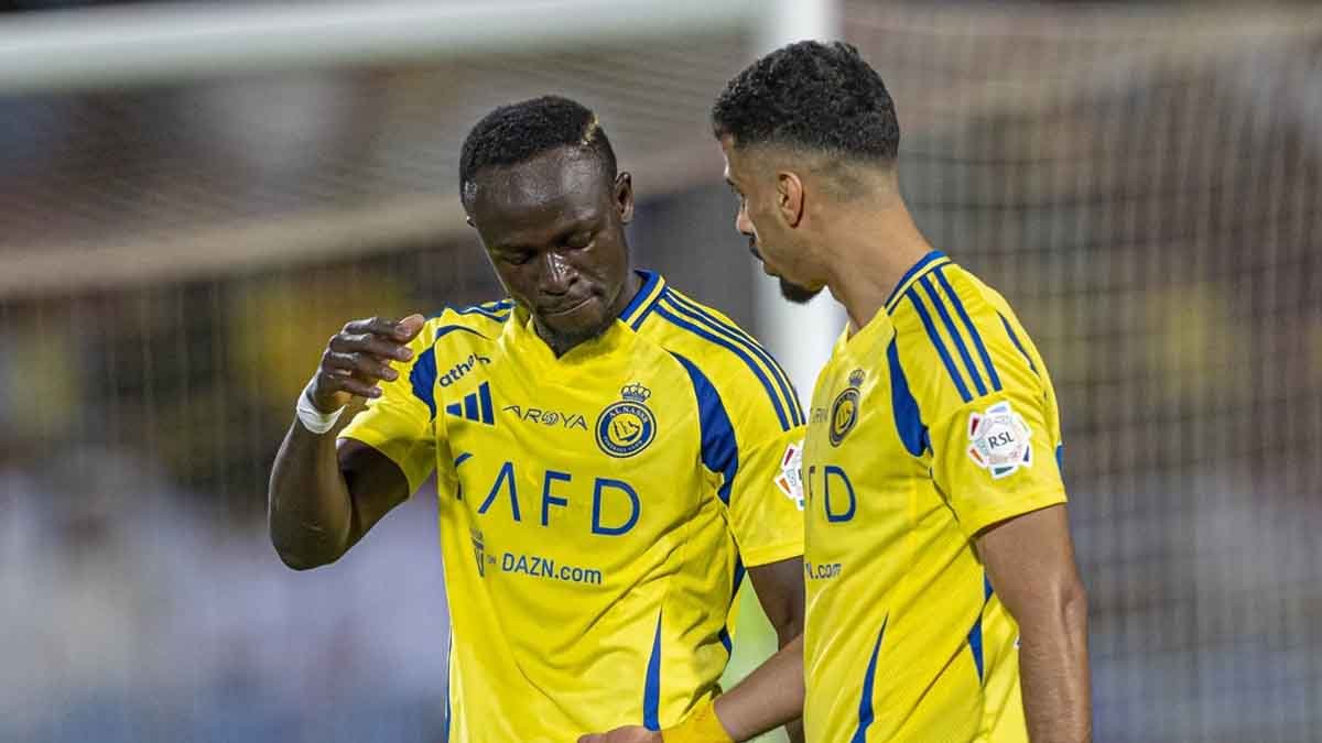 من احتفال لاعبي النصر خلال الفوز على الرياض في بطولة الدوري السعودي للمحترفين (X/SPL)