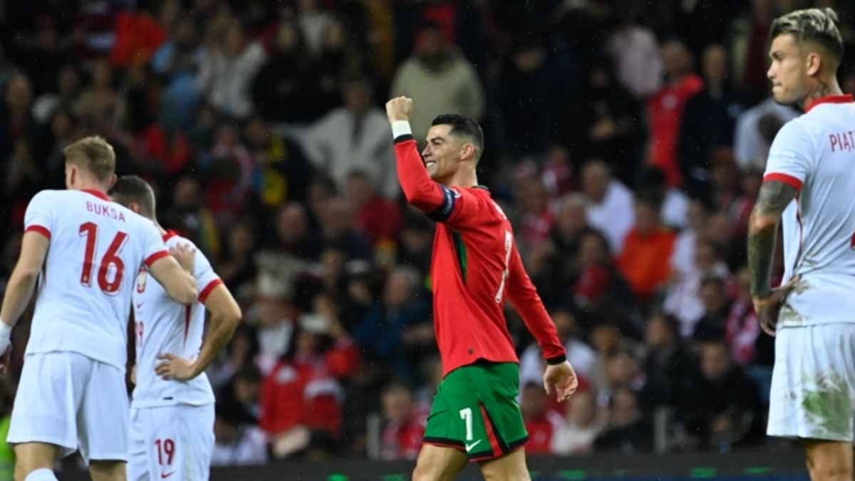 رونالدو يحتفل بهدفه ضد بولندا - الجولة 5 من دوري الأمم الأوروبية 2024-2025 (Getty)